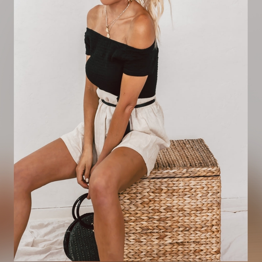 Haute & Rebellious- Off-Shoulder Smocked Top